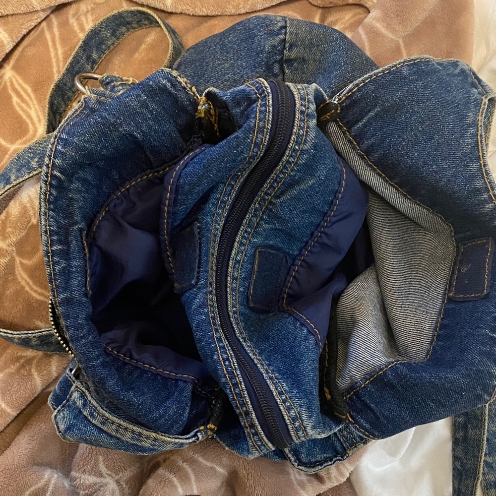 Denim Backpack with Multiple Pockets - Picture 3 of 4